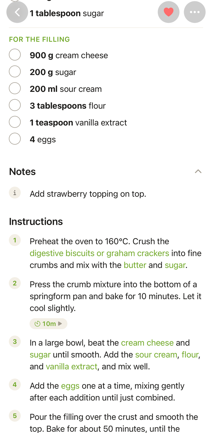 A recipe with two personal notes — one about a modification and one reminder