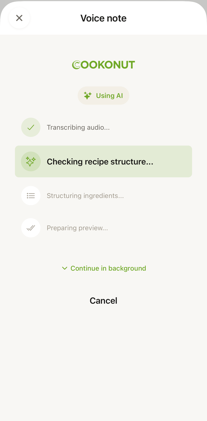 Voice dictation screen with the microphone button and recording indicator